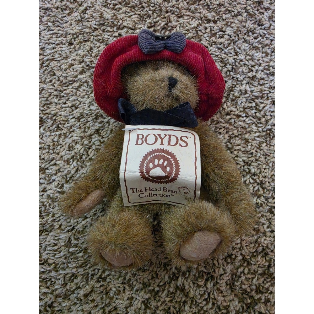 VTG Boyds Bear Mamie Glorybear Hats and Such Series Plush Teddy Bear Red Hat